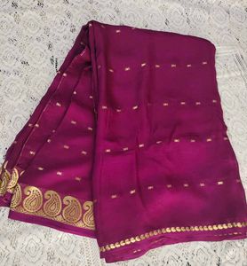 Magenta Saree with Gold Detail