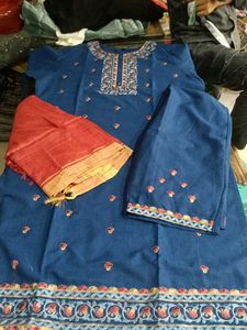 Embroidered Blue Salwar Kameez Set