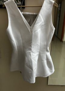 Zara White Peplum Top