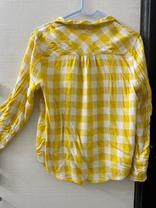 Butter Yellow Checks/Plaid Shirt Y2K style