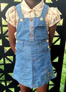 floral Denim Jumper Dress 🌷✨💛