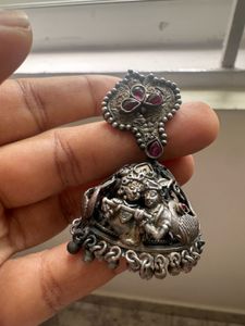 Tribe By Amrapali Silver Radha Krishna Jhumka