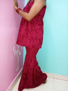 Sharara Suit Set In Mehroon