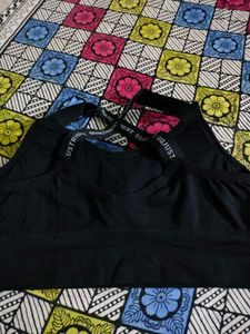 Black Sports Bra with Button Detail