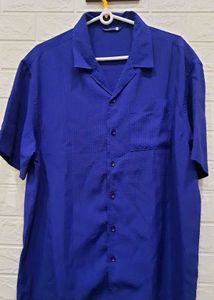 Vintage CubanCollar Blue Short Sleeve Shirt