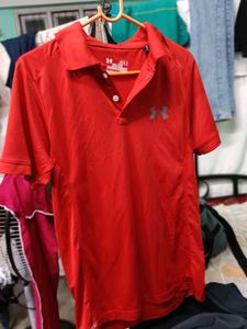 Under Armour Red Polo Shirt - Size M