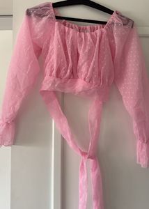 Pink Polka Dot Crop Top, Bust-34/32