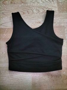 Basic Black Top With Cris Cross Back