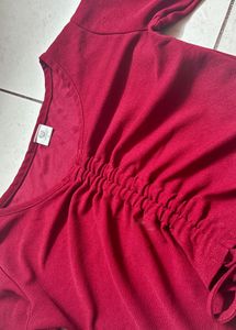 Maroon Long Sleeve Crop Top