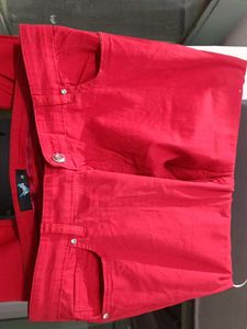 Red Colour Party Wear Jeans Never Used