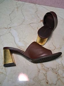Pantaloons Brown & Gold Block Heels