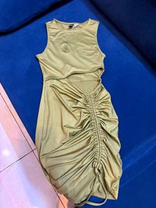 H&M Gold Cutout Ruched Dress