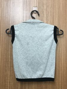 Grey Zip Collar Sleeveless Top