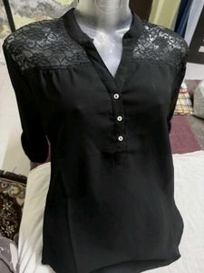 Black Lace Detail Top