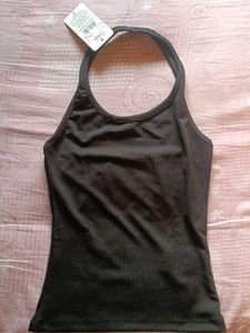 Black Halter Neck Tank Top