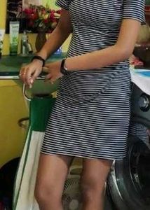 Striped Mini Dress High Neck