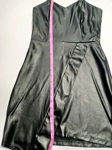 Western Black Faux Leather Party Dress Small