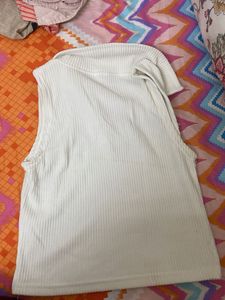 White Ribbed Polo Tank