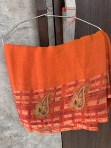 Orange Paisley Saree