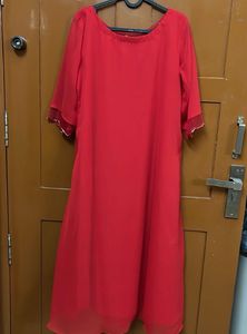 Red Embellished Kurtha - XL Size
