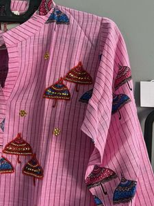 Pink Printed Kurta Set (XL)