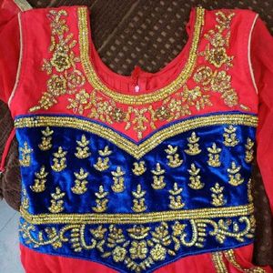 Elegant Red Embroidered Anarkali Suit