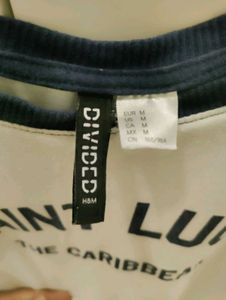 H&amp;M White And Blue Printed Crop Top