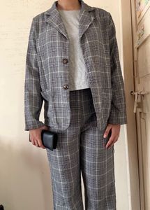 Gray plaid suit set