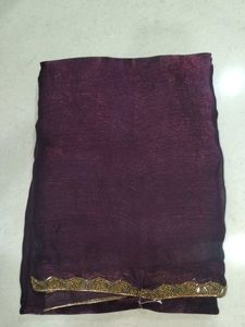 Elegant Purple & Gold Embellished Saree