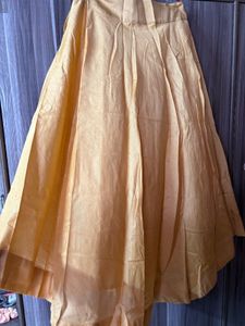 Gold Pleated Midi Skirt