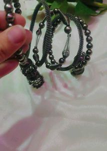 Elegant Black Metal Bangles Set with Traditional J