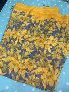 Floral Yellow Classy Chiffon Saree