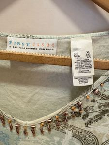 Vintage Print V-Neck Top
