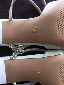 White Rhinestone Mule Heels...