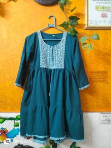 Teal Embroidered Dress