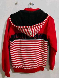 Hollister Red Striped Zip-Up Jacket