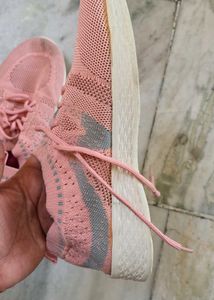 Pink Knit Slip-On Sneakers