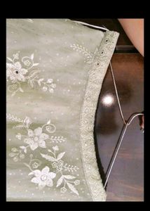 SEA GREEN NET EMBROIDERED PARTYWEAR LEHENGA CHOLI