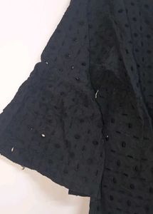 Black Eyelet Bell Sleeve Top