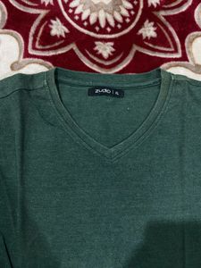 Zudio Men’s Green V-Neck T-Shirt
