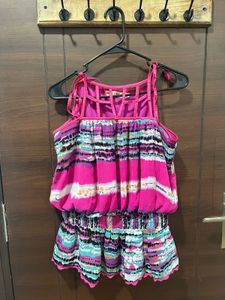 Magenta Tie Up Sleeveless Top