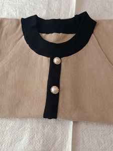Beige &amp; Black Knit Top