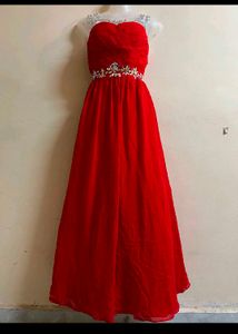 Red Georgette Embellished Gown