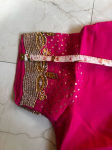 Elegant Red &amp; Pink Saree with stitched blouse💕😘�
