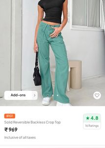 Solid Reversible Backless Crop Top