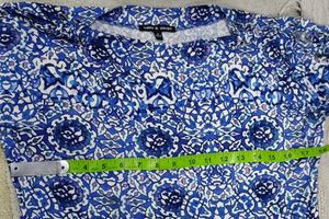 Blue Patterned Cold Shoulder Top