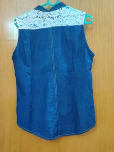 Denim And Lace Top