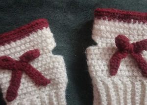 Handmade Crochet Bow Wrist Warmers