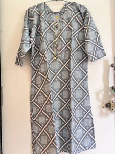 2pc Patterned Grey Casual Dress