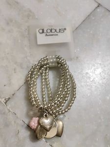 Silver Charm Beaded Bracelet